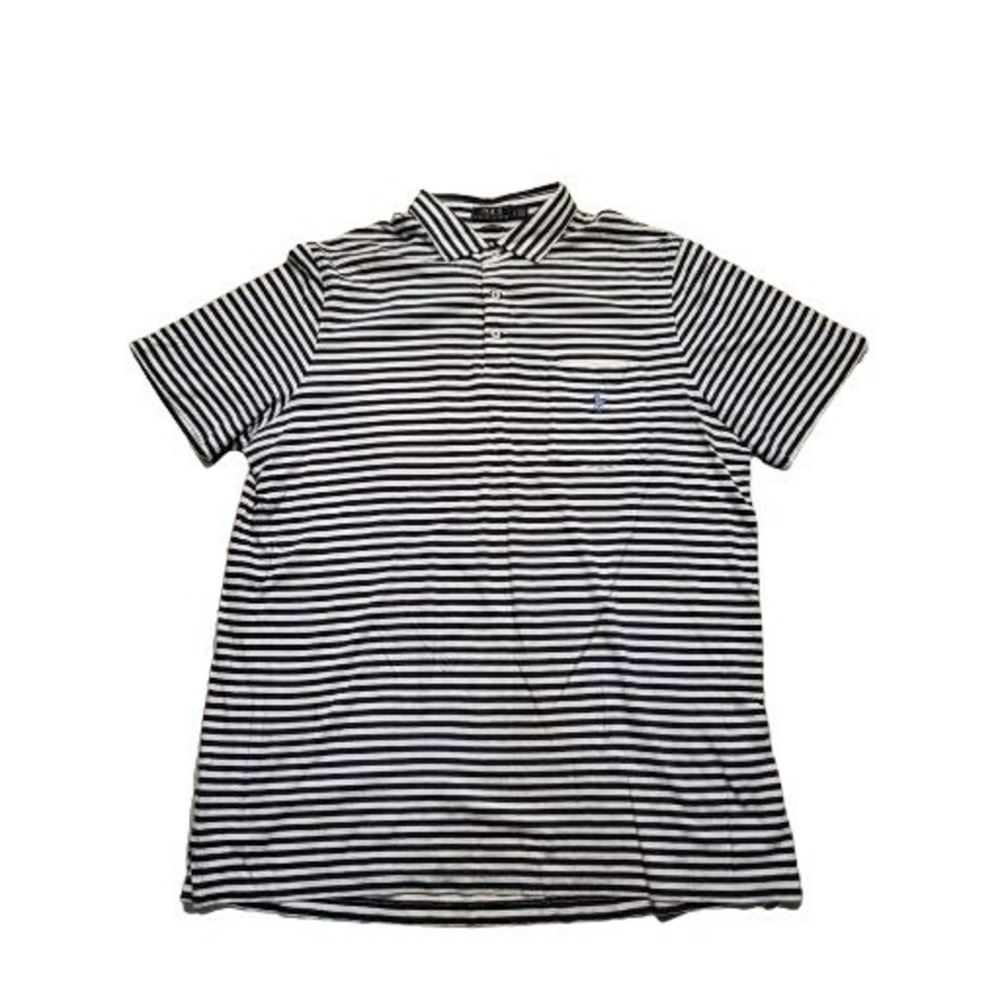 Polo Ralph Lauren Shirt Men L Classic Fit Striped Blue White Short Sleeve Pocket